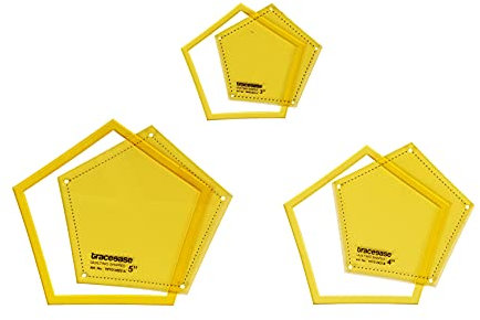 Traceease Pentagon Quilting Template Stencils Set of 3, 3/4/5 inches DIY Sewing Quilt Patchwork templates for Quilting