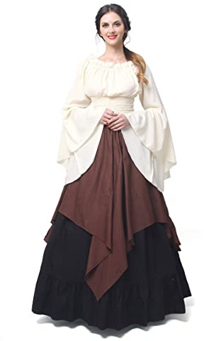 Fiamll Renaissance Kleid Damen Mittelalter Kleidung Kostüme Fasching Set