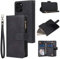 QLTYPRI Case for iPhone 12/iPhone 12 Pro, Large Capacity Leather Wallet Case 6 Card Holder & 1 Zipper Pocket Kickstand Wrist Strap Magnetic Shockproof Protective Cover - Black