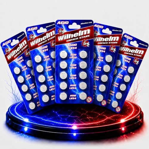 Wilhelm AG10 Alkaline Knopfzellen 1,5 V (LR54 L130 189 389) – 50 Stück