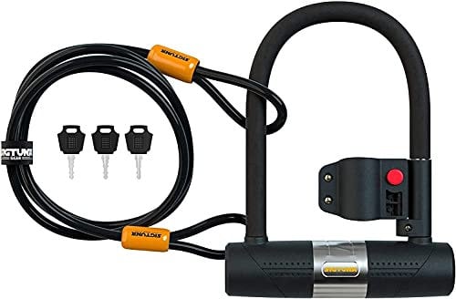 SIGTUNA Fahrradschloss - 16 mm Schweres Fahrrad Bügelschloss mit 1,2m Kabel fürs Rennrad, Mountainbike, E-Bike, Klapprad mit Halterung, 3 Schlüssel, Orange