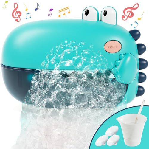 Lehoo Castle Badespielzeug Baby ab 1 Jahr, Dinosaurier Bubble Badewannenspielzeug mit Musik, Seifenblasen Maschinen für Jungen und Mädchen