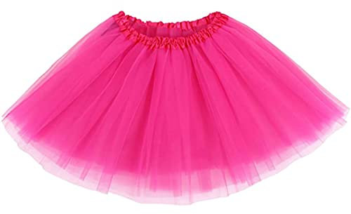 Zookey Tutu en Tulle à 4 Couches - Jupe de Danse Bouffante pour Femmes et Filles (B-Rose)