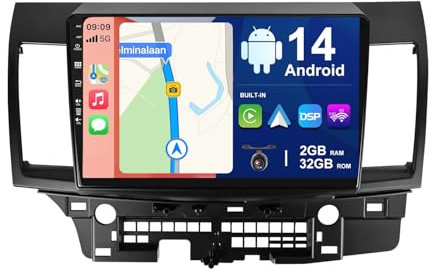 JOYX Android 12 Autoradio Passt für Mitsubishi Lancer (2010-2016) - 2G+32G - Eingebaut Carplay/Android Auto - Kamera KOSTENLOS - 10.1 Zoll 2 Din - Unterstützen Lenkradsteuerung 4G WiFi DAB Fast-Boot