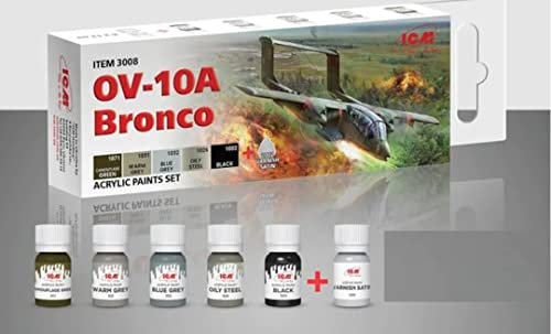 ICM 3008 OV-10A Bronco Model Kit Acrylic Paints Set 5x 12ml + Varnish Satin
