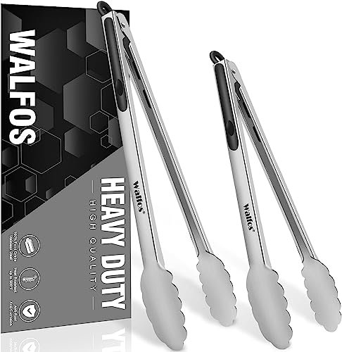 Walfos Pince à barbecue, pince de cuisine en acier inoxydable, poignée résistante à la chaleur, idéale pour griller, saisir et cuisiner – 30 cm et 43 cm