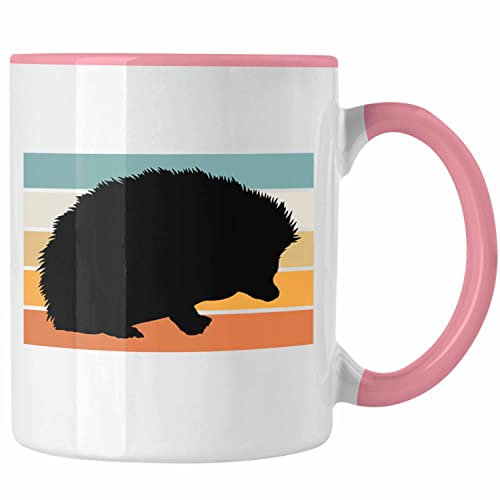 Trendation - Igel Tasse Geschenk Igel-Liebhaber Geschenkidee Vintage Retro (Rosa)
