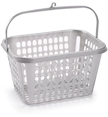 CABLEPELADO Cesta de plastico para Pinzas, Canasto para Pinzas, Cesta de Tender, Capacho para Pinzas, Bolsa para Tender, 25 cm Largo x 18 cm Fondo x 14 cm Alto, Plástico, Gris