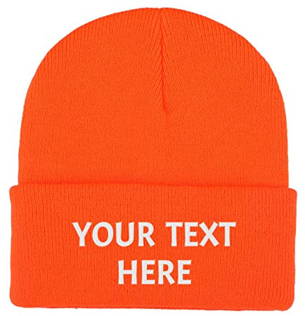 Dinikally Personalisierte Benutzerdefinierte Stickerei Schädeldecke Hut Wintermütze Beanie für Männer & Frauen mit Text (orange)