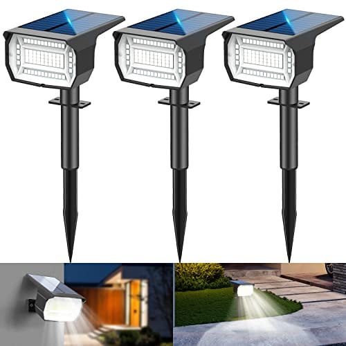 LOTMOS 3Pcs Faretti Solari da Esterno, 72 LED Lampade da Giardino 3 Modalità IP67 Impermeabile Luce per Cortile, Patio, Vialetto, Alberi