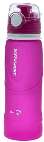 Safe4Sport Botella de Agua Reutilizable de 750ml - Bidón Plegable de Silicona sin BPA, Resistente y Fácil de Limpiar, para Deporte y Aventura