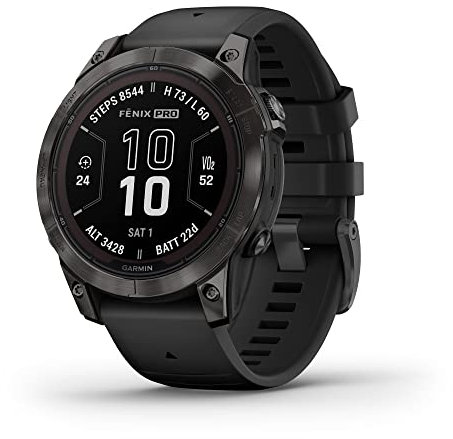 Garmin fēnix 7 Pro Sapphire Solar, smartwatch GPS multisport, torcia integrata, capacità di ricarica solare, nero