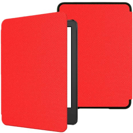 Hülle für Kindle 6 Zoll 2022, WOOPTOR Hülle Nur für All-New Kindle e-Reader 6(11th Gen, 2022 Release) Model No. C2V2L3, ultraleichte schlanke PU-Leder Schutzhülle mit automatischem Wake/Sleep (Rot)