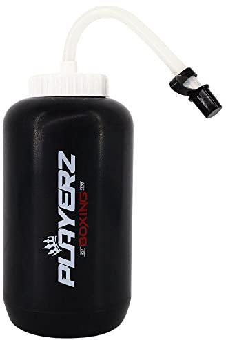Playerz Boxing Fatboy Water Bottle - 1-Litre Capacity, Clear See-Through Spout, Durable Construction, Ideal for Boxing, Training, Gym Workouts - White/Red Design
