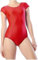 BODYWEAR LTD Kurzärmeliger Gymnastikanzug für Mädchen, glänzendes Nylon, bequeme Passform, Bodysuit, Performance-Wear, Tanzkurs, unverzichtbar, Ballettgymnastik, Tanz, Schule, Sportbekleidung, rot,
