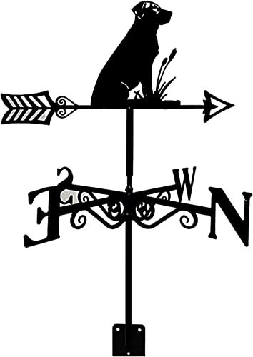 AMITVA Hunde-Wetterfahne aus Metall, für den Außenbereich, Dach, Gartenhalterung, Hofdekoration, Edelstahl, Wetterhahn, Anzeige der Windrichtung, Bauernhofszene, Zuhause, Outdoor, Handwerk, Ornamente