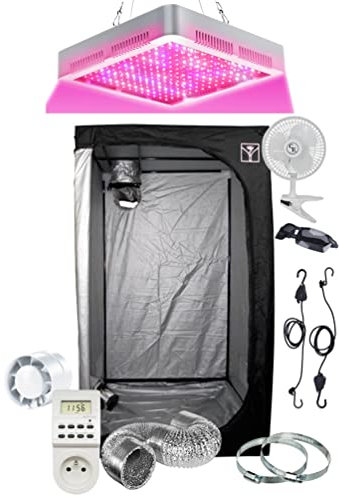 SUPACROP Growbox Indoor-Kulturset, 40 x 40 x 120 cm oder 60 x 60 x 140 cm oder 80 x 80 x 160 cm, LED 200 W Full Spectrum mit Schalter für Wachstum/Blüte