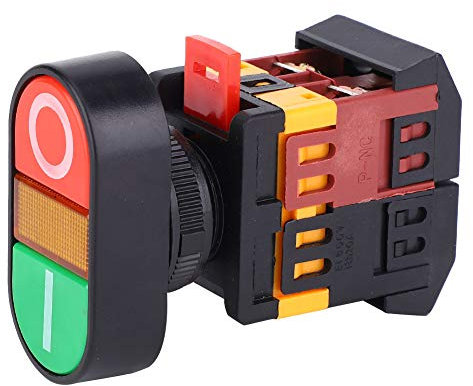 APBB-22 / 25N Interruttore a Pulsante Doppio con Luce a LED NO + NC Interruttore a Pulsante Momentaneo Pulsanti Rossi o Verdi 74 X 55 X 29 Mm / 2,91 X 2,17 X 1,14 Pollici ((380 V (380V)