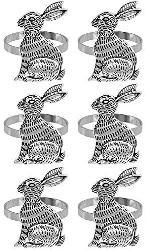 Oikabio Osterhase für Kaninchen Ringe Metall Tischdekoration 6 für Osterfeier Bankett Abendessen