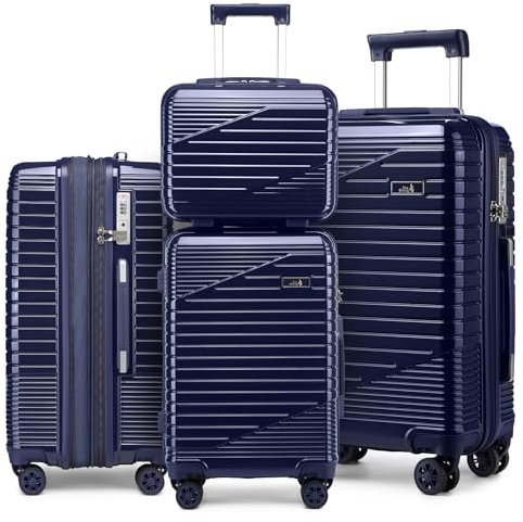 Sea choice Kofferset 4 Teilig Hartschalen Rollkoffer PC Handgepäck Set Beautycase (Nur L Koffer Erweiterbar) Reisekoffer mit YKK Reißverschluss TSA-Schloß und 4 Rollen S/M/L/XL