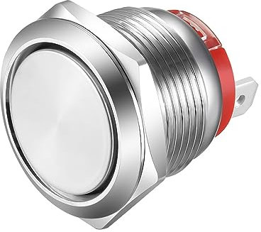 Gebildet Botón Pulsador de Tipo Corto 20A/12-24V, 15A/220V 19mm Interruptor de Botón Pulsador Momentáneo de Acero Inoxidable Interruptor SPST de 2 Pines a Prueba de Agua
