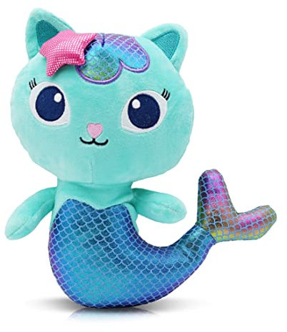 Zaloife Plüschtier Katze, Kuscheltier Meerjungfrau Plush 25cm, Blau Stofftier Plüsch Puppe Geschenk für Kinder