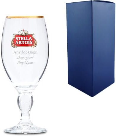 CalEli Gifts Engraved Stella Pint Glass. 20oz with Gift Box. Personalised Lager Glass