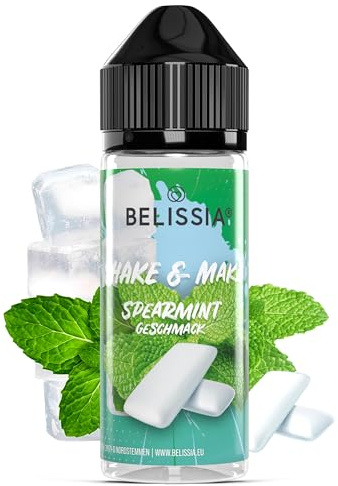 Belissia Shake and Make Spearmint Geschmack 10ml Aroma + Schüttelflasche | Lebensmittelaroma, vegan, ohne Zusatzstoffe, 120ml Flasche, für Backen, Speisen, Getränke, Shakes, DIY und Raumduft