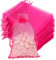G2PLUS Rosenrot Organzasäckchen, 10x15cm Geschenk Organzabeutel, 50 Stück Organza-Beutelchen mit Kordelzug Sie als Hochzeit Bonbonsbeutel, Schmuckbeutel, Geschenkbeutel