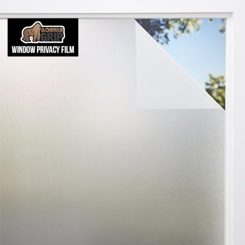 Gorilla Guard Window Privacy Film, Removable Two Way Sun Blocking, Reusable No Residue Stickers, Strong Static Clings to Glass Windows, Decorative Bathroom Door Coverings, 17.5 x 78.7 Inch, Frosted