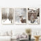 Premium 3er Poster Set, Winter Schneelandschaft Bilder, Wandbilder ohne Rahmen, Wanddeko für Wohnzimmer Schlafzimmer, Modern Bilder Hirsch Holzhaus Wald Wolf Schlitten (GHI,50x70cm)