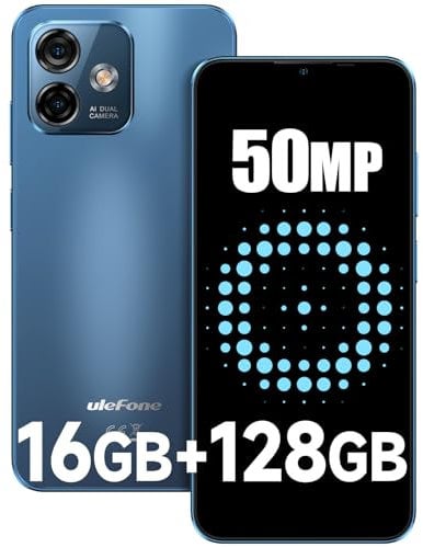 Ulefone Note 16 Pro Smartphone, 16GB+128GB/256GB SD 50MP+8MP Kamera Octa Core Android 13 Handys 6,52 Zoll HD+ 4400mAh 4G Dual SIM Handy Ohne Vertrag Fingerabdruck Face ID GPS OTG 2 Jahre Garantie-Blau