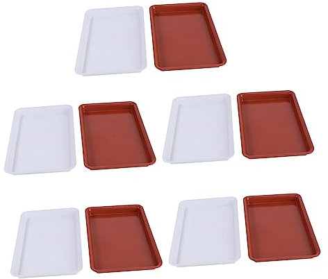 IWOWHERO 10pièces Plateau De Fleurs Plastique Lot de Soucoupes Rectangulaires Rouges Blanches pour Pots De Fleurs pour Jardin Et Balcon
