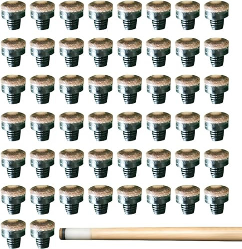 SPORWAY 50 Stück Billard Queue Spitzen: Einschraubbare Billard-Queue-Spitzen Schraub Queuespitzen 12 mm mit M8 Kunststoff-Gewinde Schraubspitzen für Billardqueues und Snooker