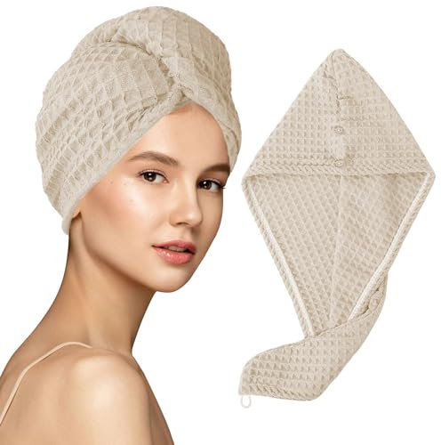 MaopaoBeauty Asciugamano per capelli in microfibra a nido d'ape, extra large, 69,8 x 26,7 cm, ad asciugatura rapida, traspirante, per capelli bagnati, ricci, lisci e lunghi