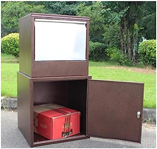 Large Capacity Parcel Box With Lock Freestanding Floor Lockable Drop Slot Mail Box Letterbox, Anti-theft Design, Newspaper Magazine Storage, 43.5x42.7x87.4cm