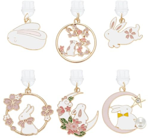 OLYCRAFT 6 Stück Typ-C-USB-Anschluss-Staubstöpsel Mit Kaninchen-Anhängern Schöne Kaninchen-Handy-Staubstöpsel Kleine Kaninchen-Anhänger Tiermotiv-Ladeanschlussstecker-Anhänger Für Handys und Laptops