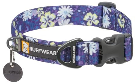 Ruffwear Front Range Mittelgroßes Hundehalsband, bequem und stark mit seitlicher Schnalle und Gurtband zum Gassigehen mit dem Hund, Größe M (36–51 cm), Wildblume