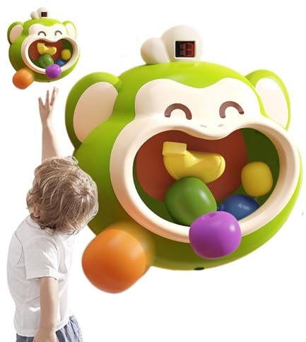 Kleinkind-Basketballkorb für den Innenbereich, Basketballkorb für Kinder, Niedlicher Basketballkorb mit Anzeigetafel, Bobblehead-Basketballkorb für Kinder, Affenkopf-Basketballkorb mit Obstzubehör, Ba