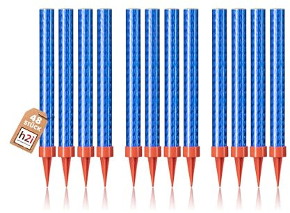 h2i Eissterne | 48 Stück | 60 Sek. Brenndauer | Eisfontäne Sprühkerze Wunderkerze - Highlight für Events Party Hochzeit Geburtstag | Tischfeuerwerk & Deko für Flaschen & Torten | Blau | Kat F1