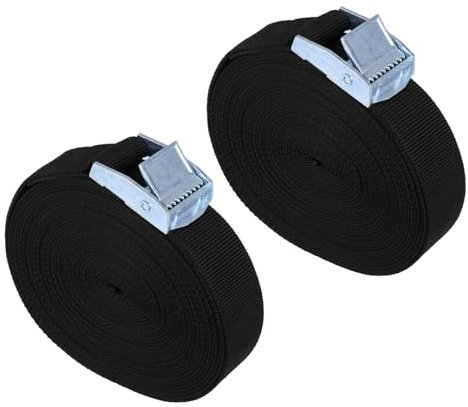 2 Piezas Cinchas de Amarre,Cinchas de Amarre Rapido,Correas Tensoras de Fijación,con Cierre de Abrazadera,Correas de Fijación Ajustables,para Baca Coche,Portabicicletas,Kayak,Moto,Negro,3m×25 mm