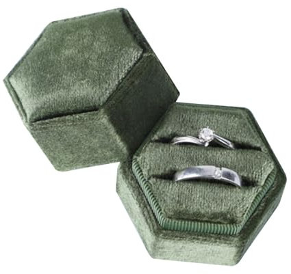 DONGKER Ringschachtel, 1 Stuck Samt Ringbox, Doppelschlitze Sechseck Ringetui für Vorschlag Verlobung Hochzeit Zeremonie Valentinstag(Ring nicht enthalten)