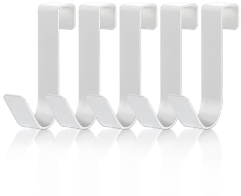 WLLHYF 5 StückHandtuchhaken Universal Türhaken Edelstahl Wasserdicht Haken Türgarderobe zum Einhängen für Badezimmer Rahmenlose Glastür, 2,1 cm (Weiß)