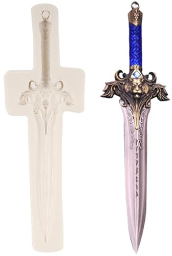 MINFEIDMS Weapons Sword Silicone Fondant Moulds for Cake Decorating Cupcake Topper Candy Polymer Clay Chocolate Rubber Paste