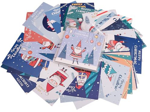 POPOYU 30 Stk Weihnachtskarten Set, Weihnachtspostkarte Klappkarten Weihnachtsgrußkarten Kraftpapier Karten Postkarten für Weihnachten, Glückwunschkarten für Familie Freunde Neujahr Weihnachtsgrüße