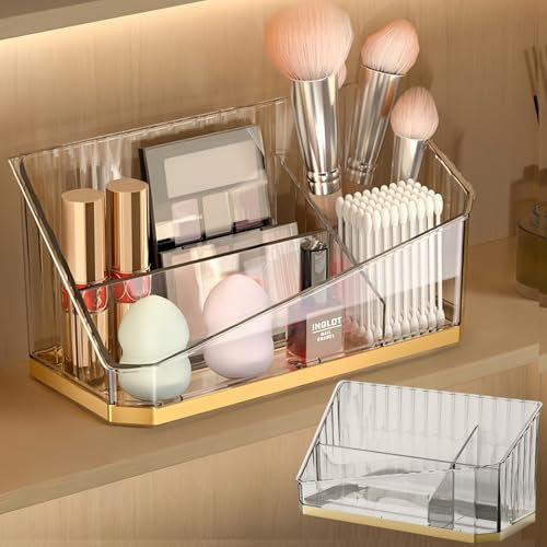 HARLIANGXY Spiegelschrank Organizer Innen, 2 Stücke Badezimmerschrank Aufbewahrung Box, Kunststoff Make up Organizer, Kosmetik Organizer Schrank, Schminktisch Behälter mit Verstellbaren Trennwänden