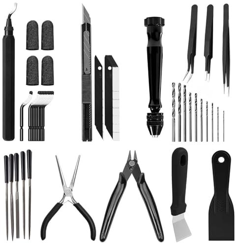 3D Printer Tools Kit Essential, 3D Printing Tools Kit, 3D Printer Accessories, Deburring Tool, Wire Cutter, Drill, Scraper for Remove, Smoothing, Finishing, Deburring, Craving, Drilling