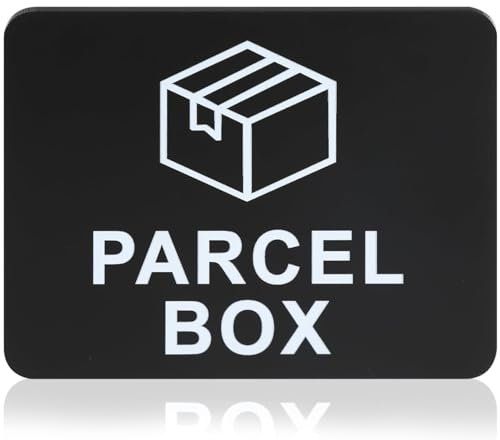 Parcel Box Sign, 11cm x 9cm Adhesive Packages and Deliveries Here Signs Waterproof Delivery Driver Notice Self Adhesive Acrylic Parcel Box Sticker for House Office No More Lost Goods