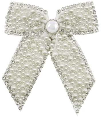 Épingle à cheveux papillon en perles blanches, jolis nœuds en perles pour femme, nœud en perles, pinces à cheveux en strass, accessoires pour cheveux en perles,Hair Clips Accessories for Women Girls