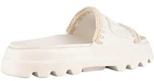 Mou Slip-Sandalen mit gezackter Sohle, cremefarben, geflochtenes Design, weiß, 36 EU